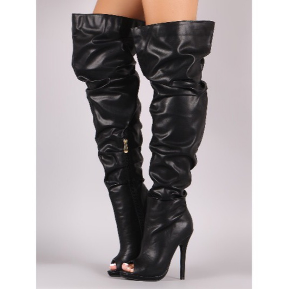 womens black leather over the knee boots